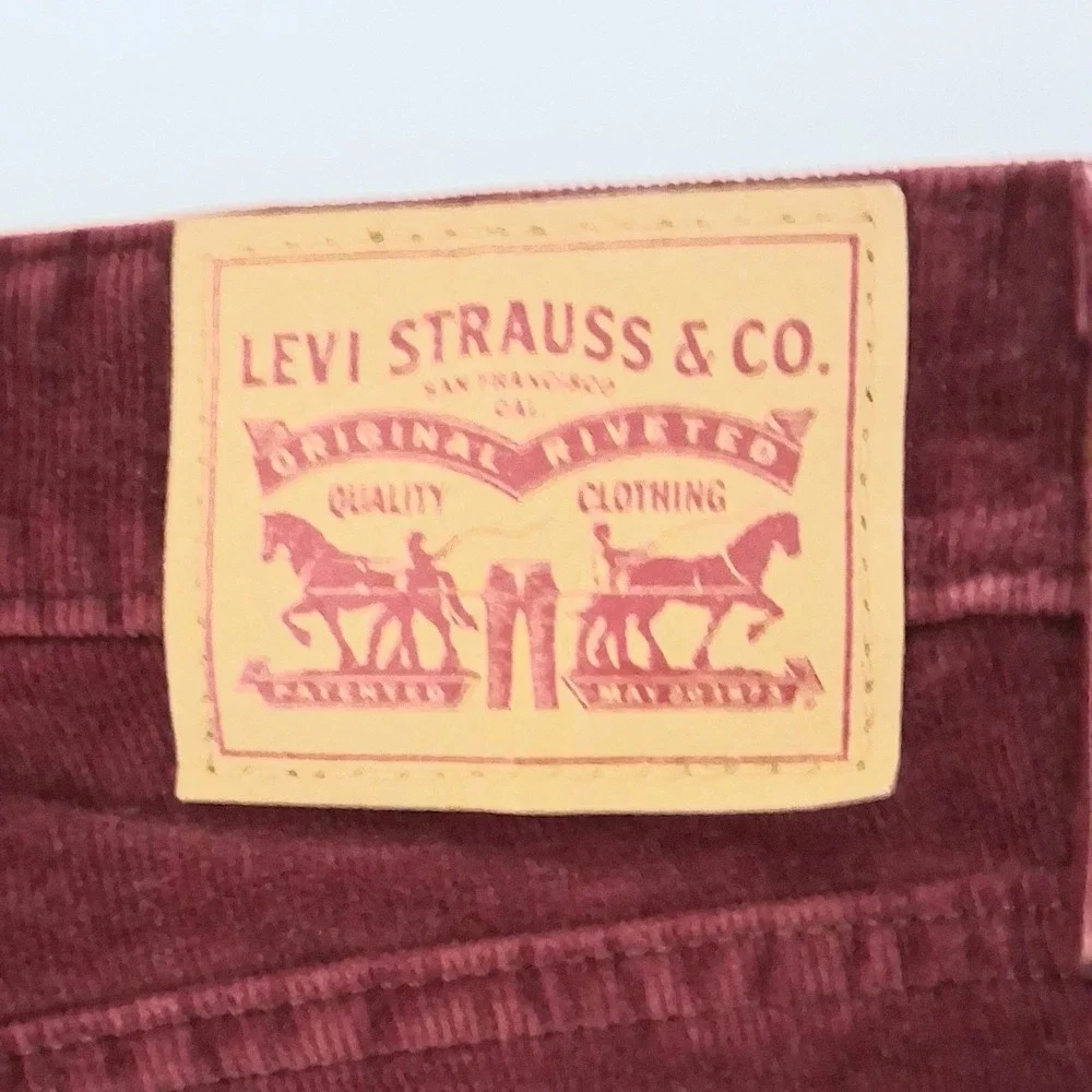 Levi's 725 High Rise Bootcut Pants Women's Size 29 Red Corduroy Pockets Preowned